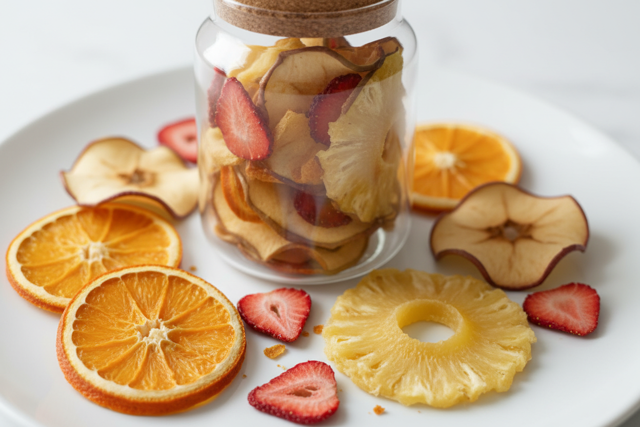 Fruta deshidratada crujiente